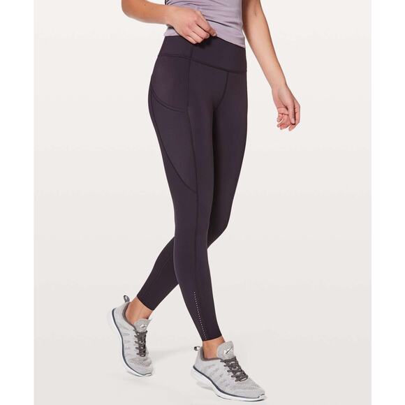 Lululemon Fast & Free 7/8 Leggings II Nulux 25" Deep Phantom Size 10
